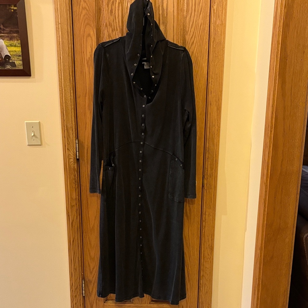 Soft Surroundings Washed Black Buttoned Duster or Dress - Picture 16 of 16